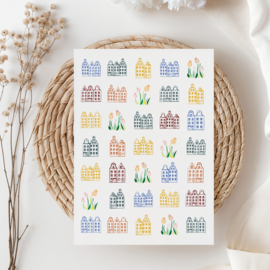 2 Grote Stickervellen Nederland en Huisjes