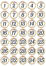 Zahlenaufkleber 1 bis 35