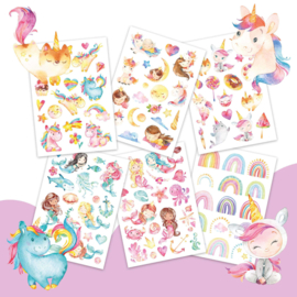 100 Girls Fake Tattoos - Unicorns, Mermaids, Rainbows and More