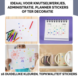 1104 Gekleurde Stippen Stickers - Label Stickers - 3 Grote Stickervellen