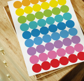 Stippen Stickers - 5 Stickervellen - 9 Frisse Kleuren - 270 Stippen Stickers Beschrijfbaar