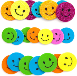 30 Foam Stickers Smileys met en zonder Glitters