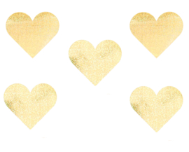 Coeur d'or pailleté - 5 autocollants