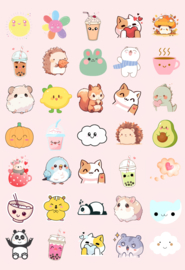 2 Grote Stickervellen Kawaii