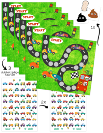 6 Beloningskaarten Autorace + 96 stickers + Verkleurende Plassticker