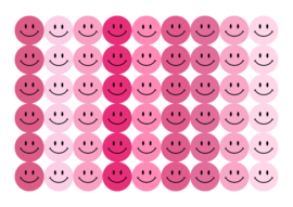 Planche d'autocollants Smileys roses - 54 autocollants