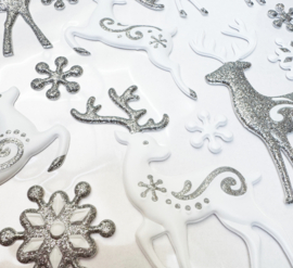 Autocollants d’Hiver en Relief avec Paillettes