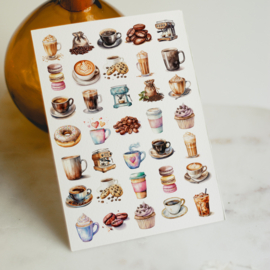 2 Grote Stickervellen Koffie en Thee