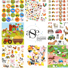 Coloured Tractors - 48 Stickers