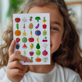 2 Grote Stickervellen Fruit en Groenten