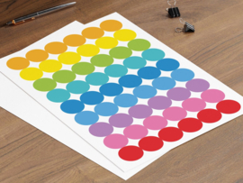 Stippen Stickers - 5 Stickervellen - 9 Frisse Kleuren - 270 Stippen Stickers Beschrijfbaar