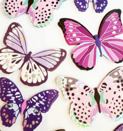 Autocollants Papillon 3D avec Accents en Feuille d'Argent