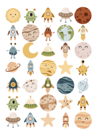2 Grote Stickervellen Ruimte en Planeten