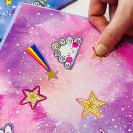 Stickerboek en Kleurboek in 1 met Goudfolie Stickers - Stickerboek 'Moondance & Unicorns'