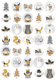 Stickervel Golden Wintertime - 35 stickers
