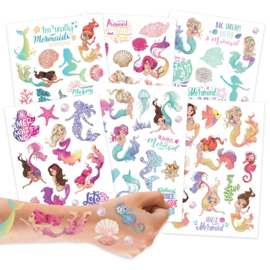 100 Tatouages pailletés sirènes - Tatouages Adhésifs pour enfants