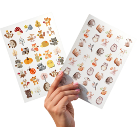 2 Grote Stickervellen Bosvriendjes en Bosdiertjes