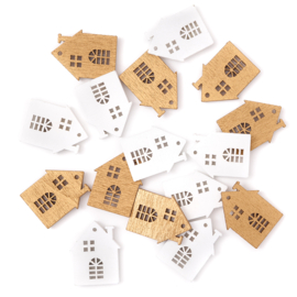 Houten Huisjes Wit & Goud - 16 Stickers