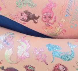 100 Tatouages pailletés sirènes - Tatouages Adhésifs pour enfants