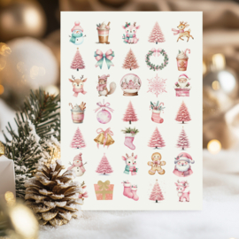 Kerst Stickers - Pink Christmas