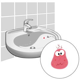 "Handen Wassen Bacterie" - Set van 4 Stickers
