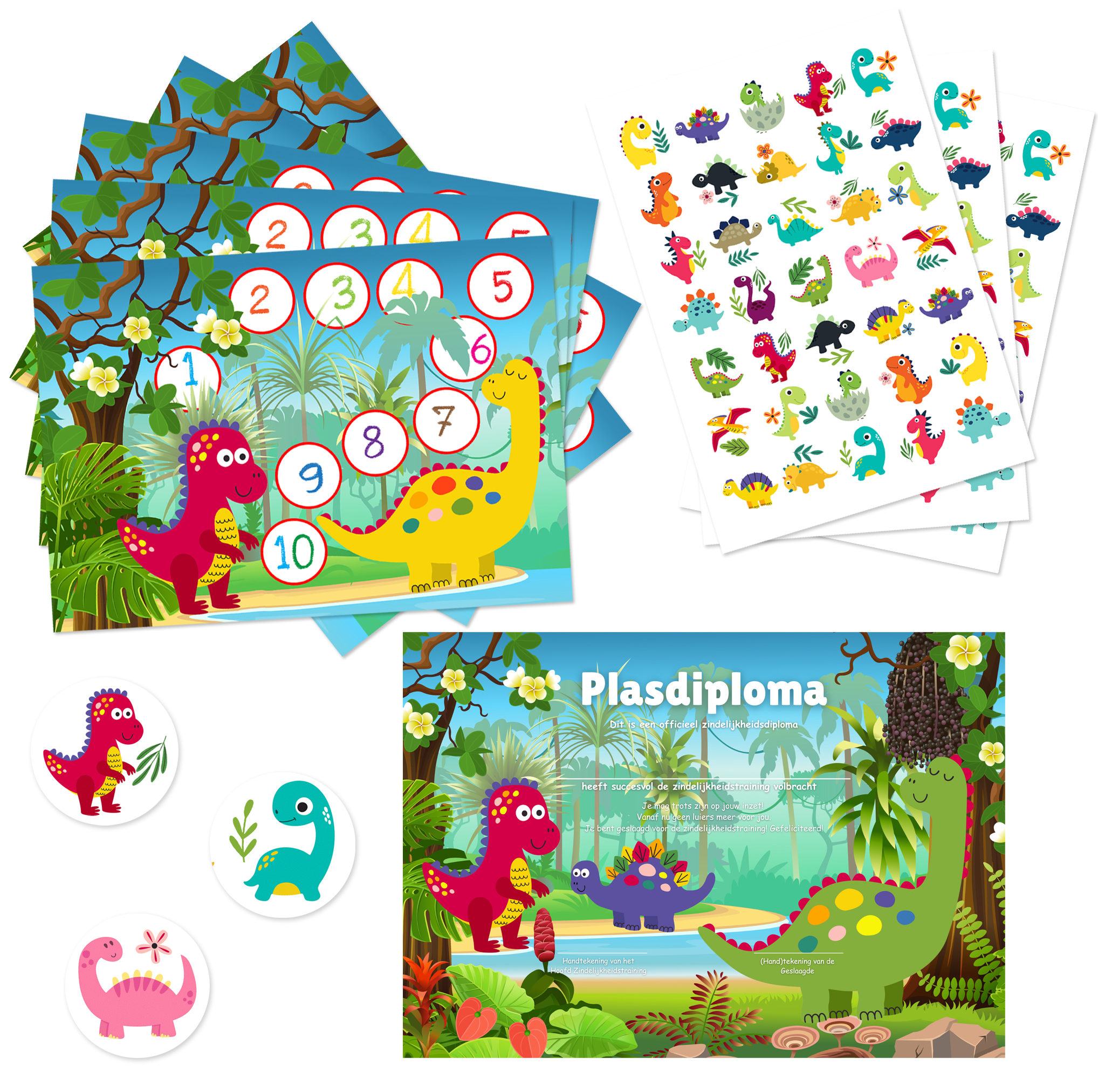 Beloningssysteem Dino's + Stickers + Plasdiploma