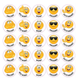 Autocollants de récompense en anglais Emoji I - 25 autocollants