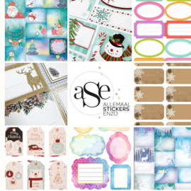 Zelfklevende Etiketten Kerst met Glitters - 3D Naamstickers