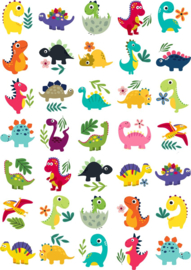 Beloningssysteem Dino's - 5 Dubbelzijdige Beloningskaarten - 105 Grote Stickers