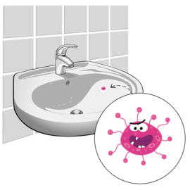 "Handen Wassen Bacterie" - Set van 4 Stickers