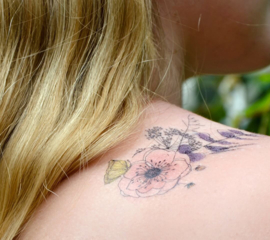 15 Temporary Tattoos Flowers - Stick-on Tattoos Adults