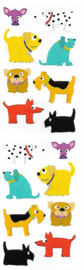 Gekleurde Hondjes - 16 Stickers