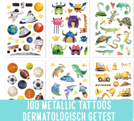Metallic Plak Tattoos Jongens - 100 Tijdelijke Tattoos