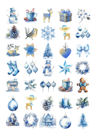Stickervel Blue Christmas - 35 stickers