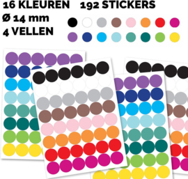 3 Maten Stippen Stickers - 1090 Ronde Etiketten - 9 Stickervellen