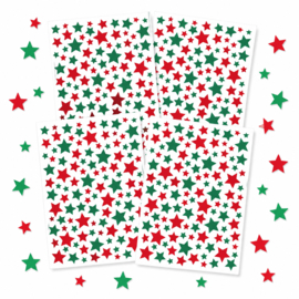 Rode en Groene Sterren Stickers - 4 Grote Stickervellen - 480 Stickers
