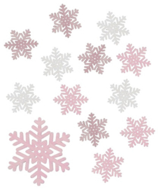 12 Flocons de Neige Décoratifs - Rose & Blanc