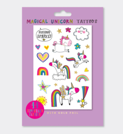 44 Einhorn Klebe Tattoos mit Goldfolie