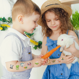 150 Fake Tattoos Animals - Stick-on Tattoos for Kids