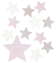 12 Étoiles Décoratives - Rose, Mauve et Blanc