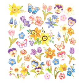 Party der Blumen mit Goldfolie - 35 Sticker