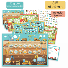 Beloningspakket voor Kinderen - 12 Grote Beloningskaarten - 315 Stickers en Diploma