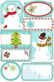 Zelfklevende Etiketten Kerst met Glitters - 3D Naamstickers