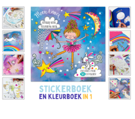 Stickerboek en Kleurboek in 1 met Goudfolie Stickers - Stickerboek 'Moondance & Unicorns'