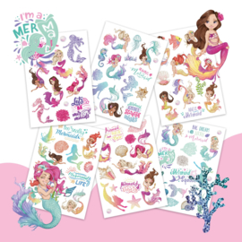 100 Glitter Tattoos Mermaids - Fake Tattoos for Kids