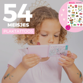 54 Girls Temporary Tattoos with Gold Foil - Stick-on Tattoos Kids