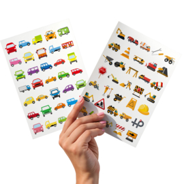 2 Grote Stickervellen Autootjes en Werk aan de Weg