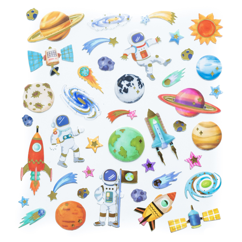 Into Space met Goudfolie - 42 Stickers