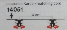 Kordel mit Drehgleiter d 10mm, Abstand 6cm