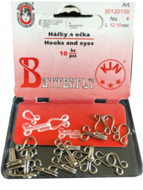 Haken en ogen 12 + 10 mm - 10 sets